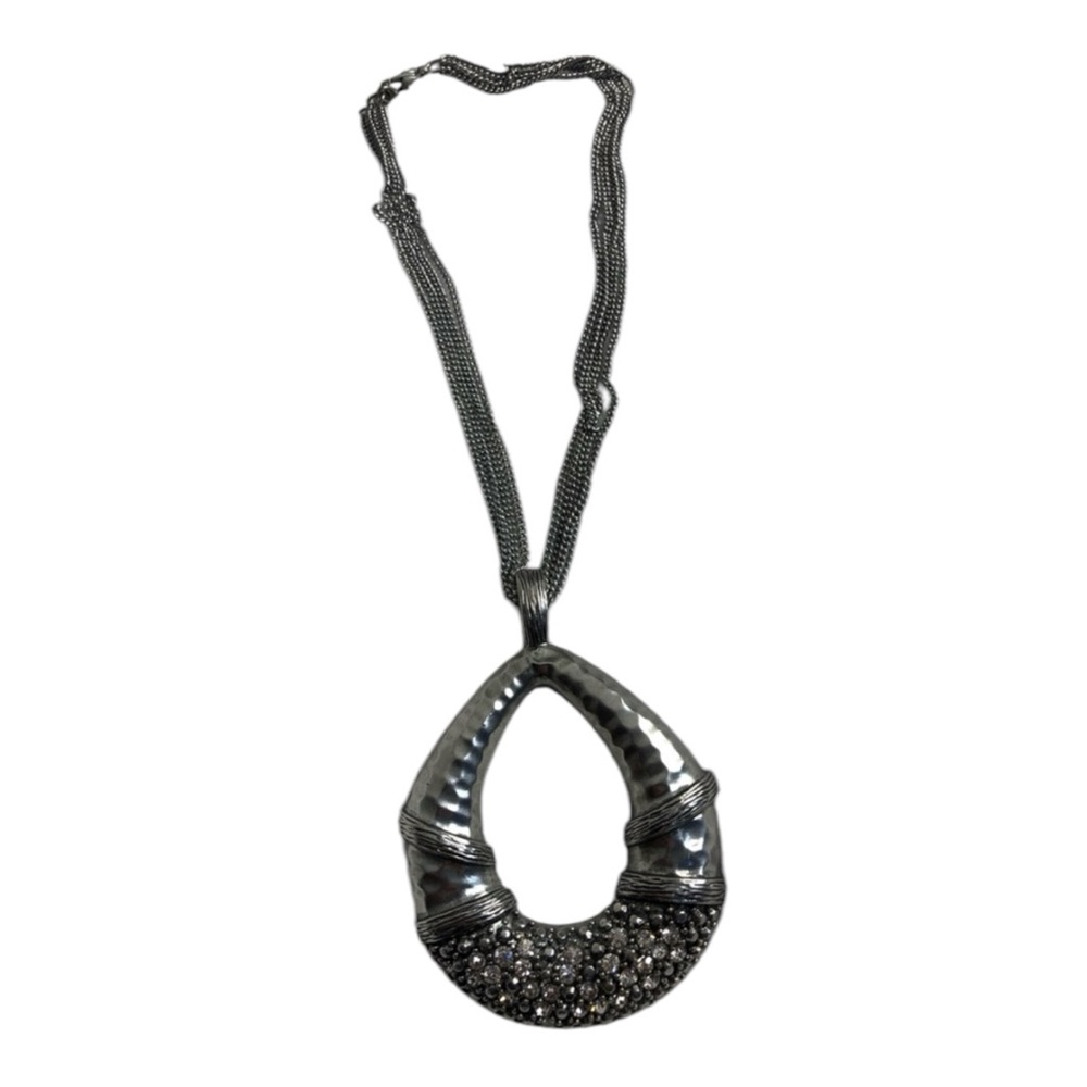 Premier Designs Multi Strand Antique Silver Matte with Crystals Necklace